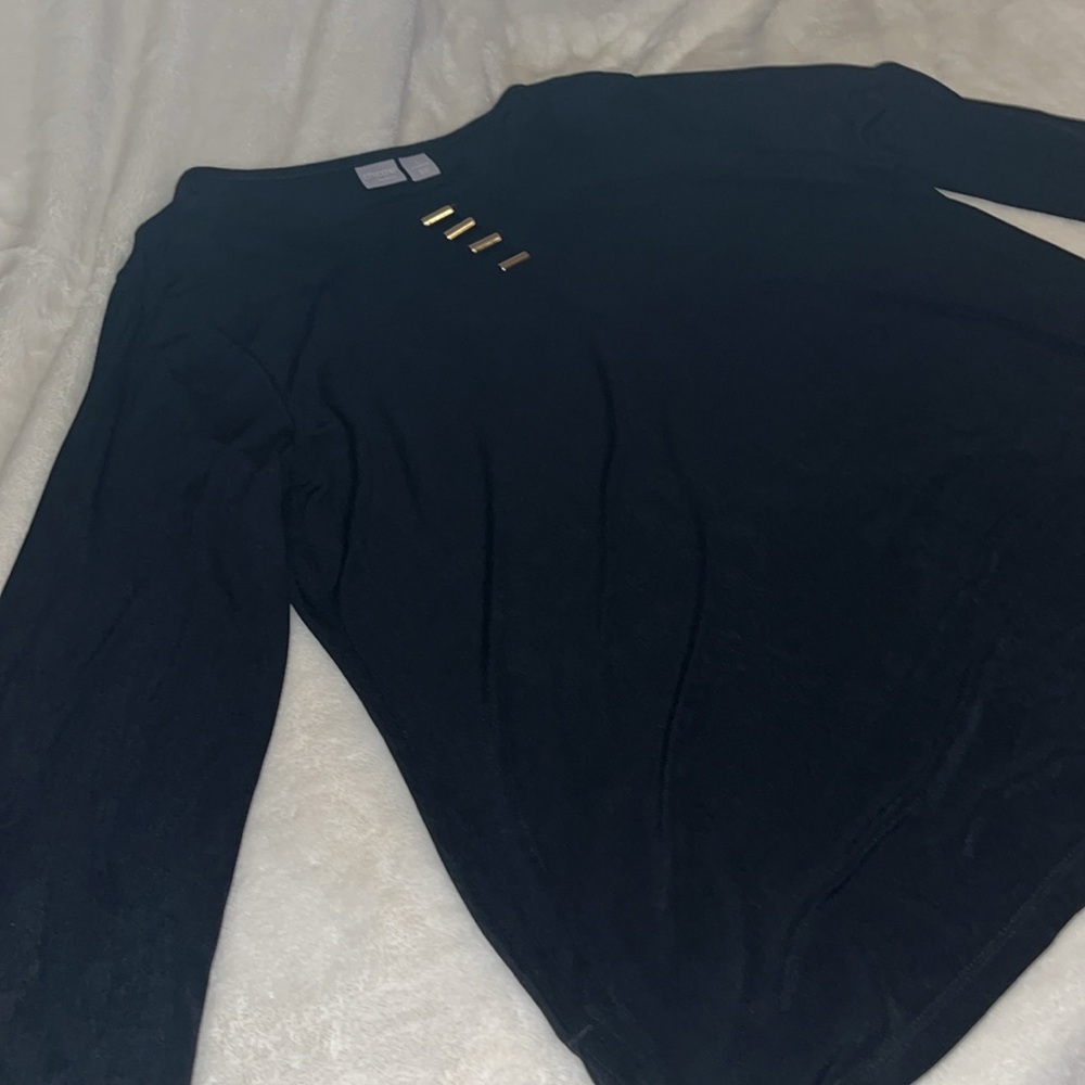 Chicos travelers black long slinky tunic top
